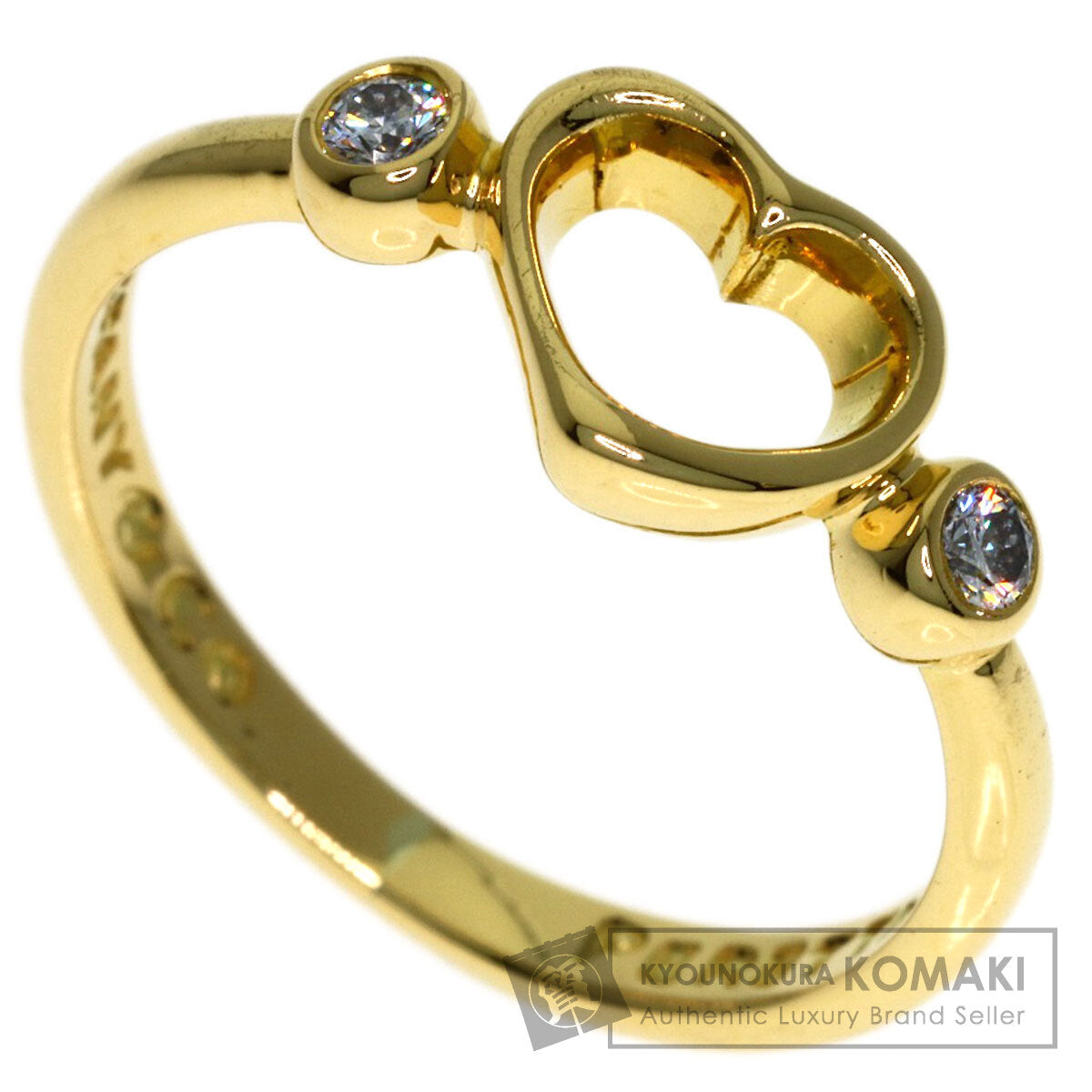 TIFFANY&Co. Open Heart 2P Diamond Ring K18 Yellow Gold Ladies [Used]