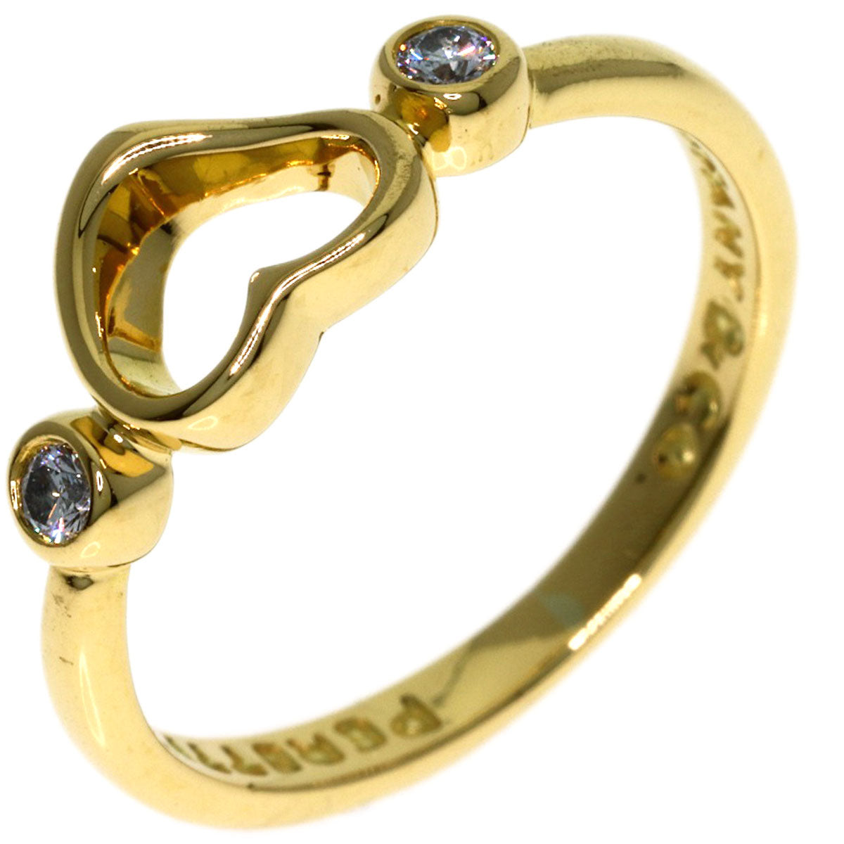 TIFFANY&Co. Open Heart 2P Diamond Ring K18 Yellow Gold Ladies [Used]