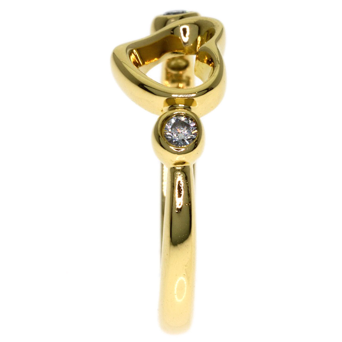 TIFFANY&Co. Open Heart 2P Diamond Ring K18 Yellow Gold Ladies [Used]