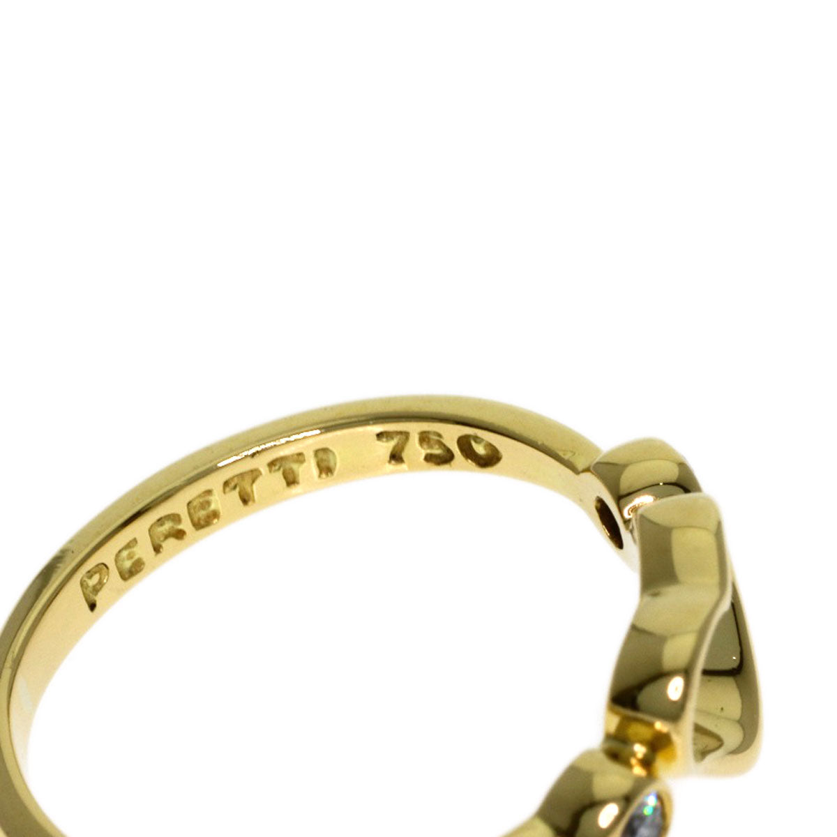TIFFANY&Co. Open Heart 2P Diamond Ring K18 Yellow Gold Ladies [Used]
