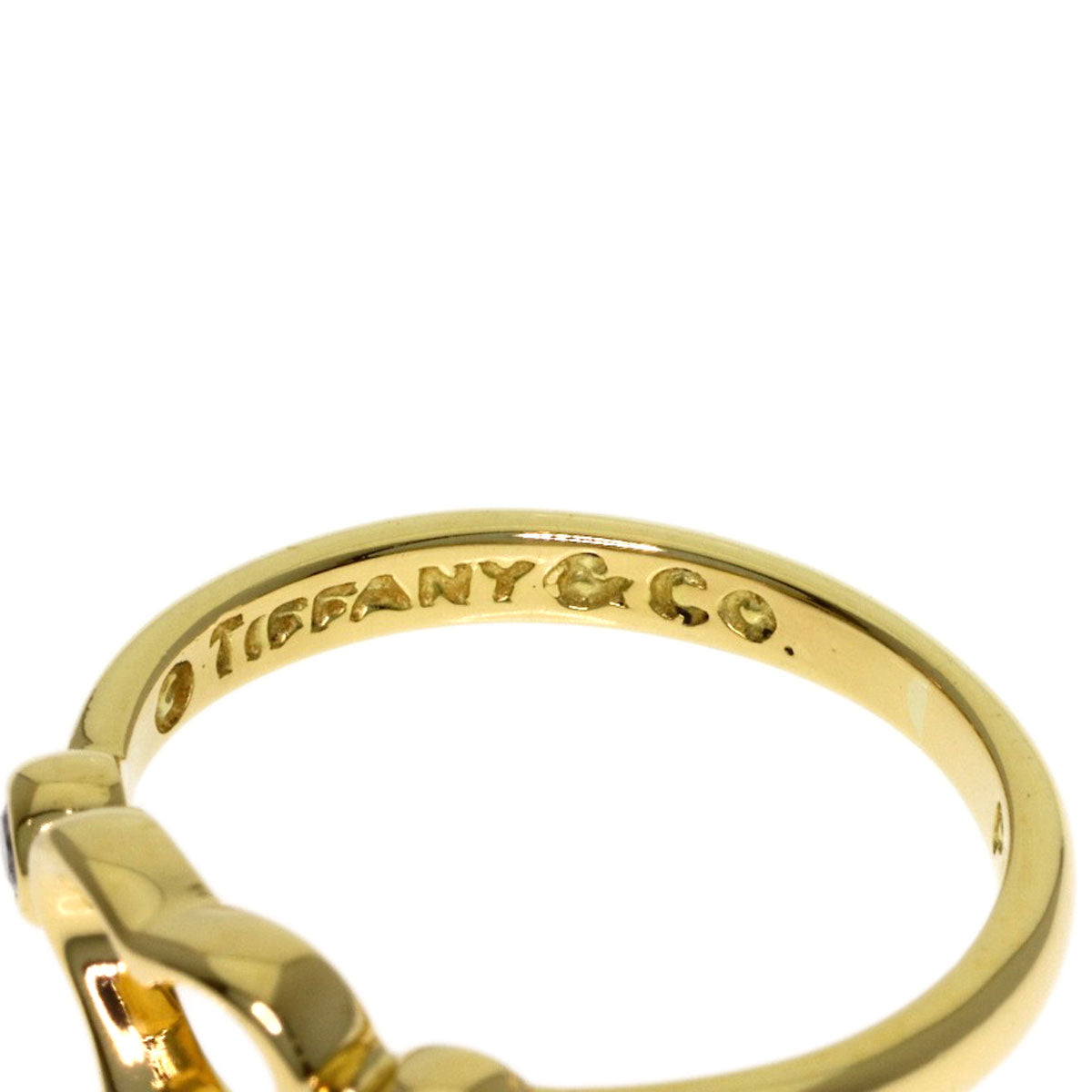 TIFFANY&Co. Open Heart 2P Diamond Ring K18 Yellow Gold Ladies [Used]