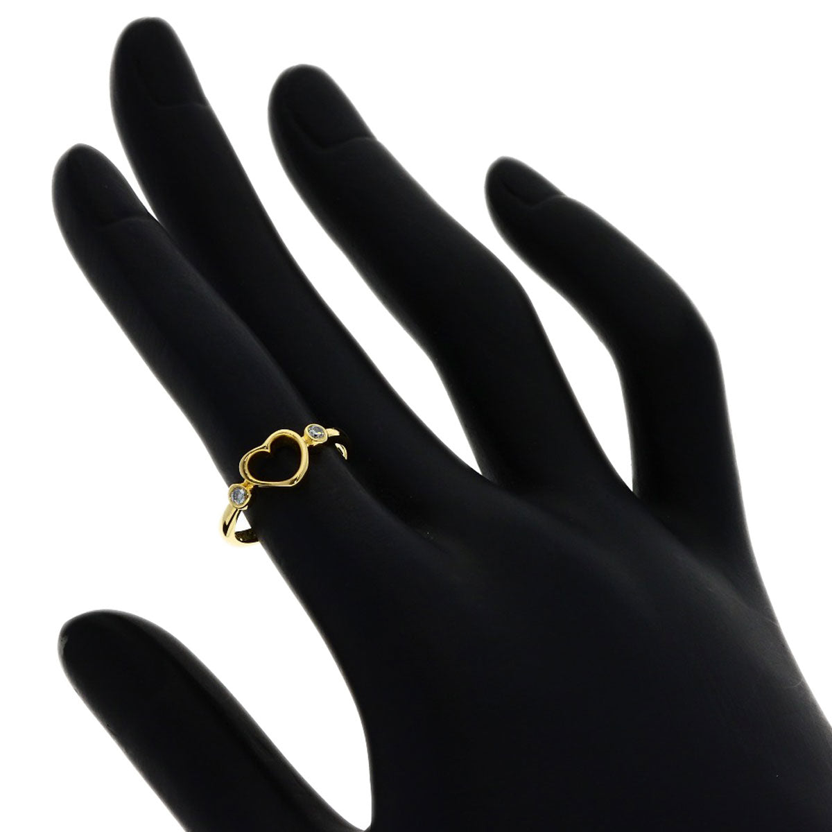 TIFFANY&Co. Open Heart 2P Diamond Ring K18 Yellow Gold Ladies [Used]