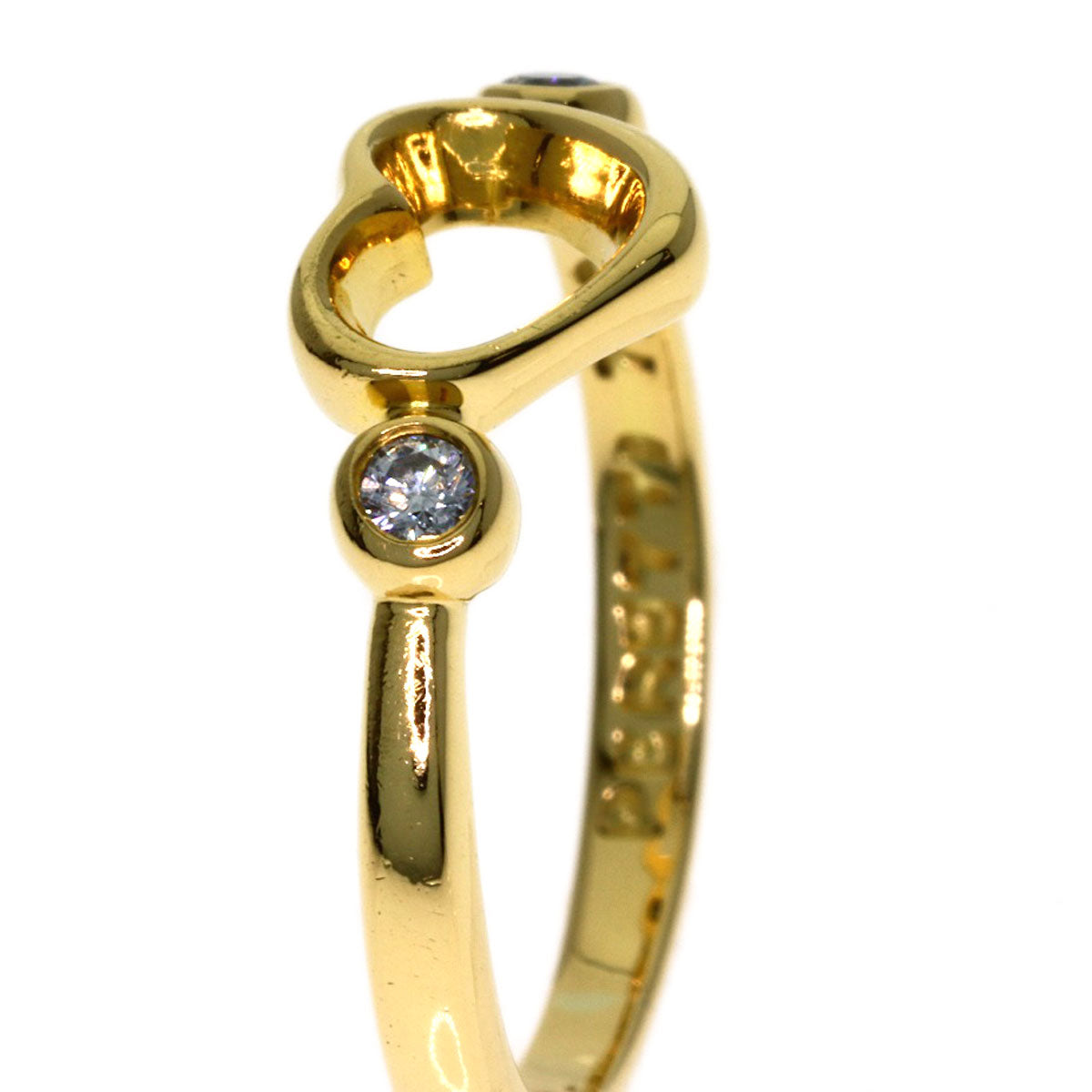 TIFFANY&Co. Open Heart 2P Diamond Ring K18 Yellow Gold Ladies [Used]