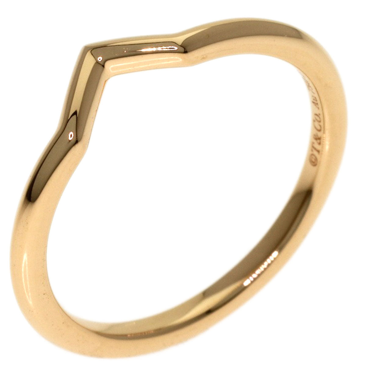 TIFFANY&Co. V band Ring K18 Pink Gold Ladies [Used]