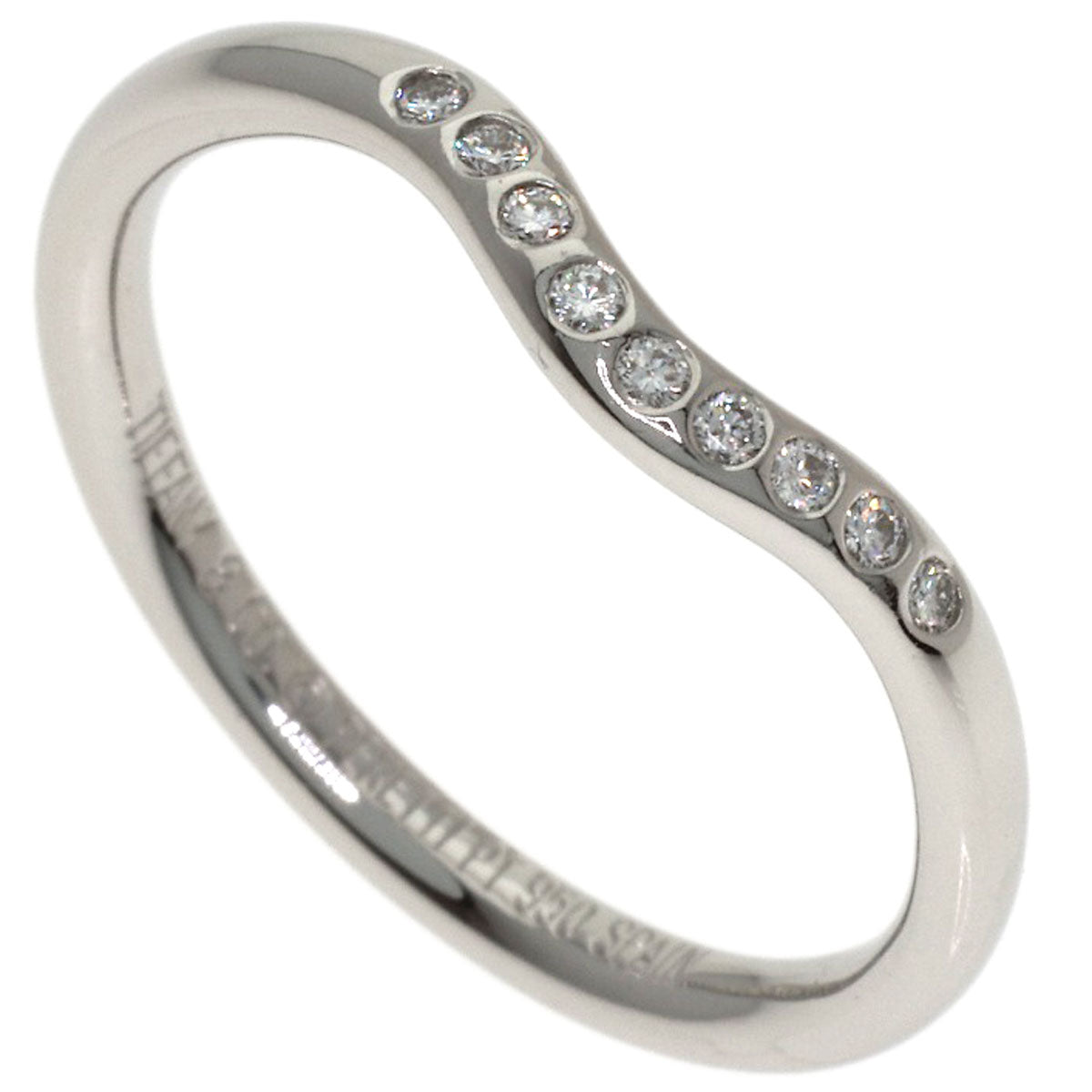 TIFFANY&Co. Curved band Diamond Ring Platinum PT950 Ladies [Used]