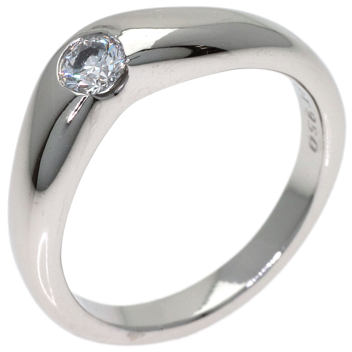 TIFFANY&Co. Curved Band 1P Diamond Ring Platinum PT950 Ladies [Used]