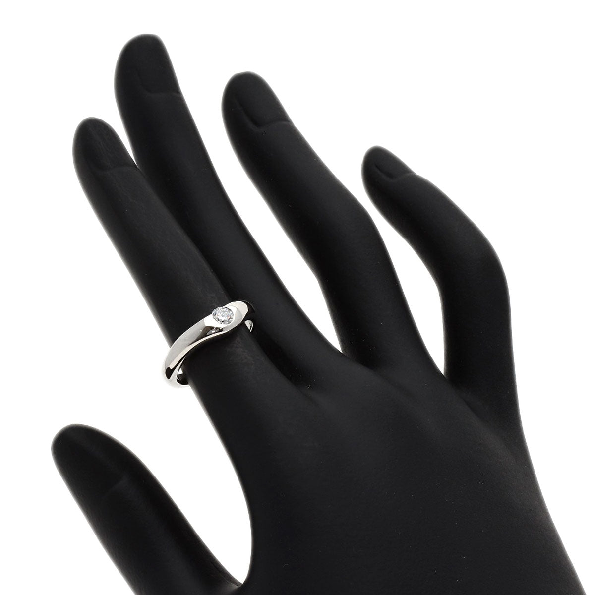TIFFANY&Co. Curved Band 1P Diamond Ring Platinum PT950 Ladies [Used]