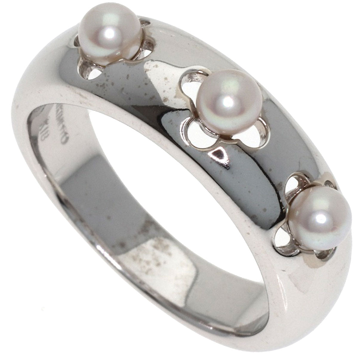 MIKIMOTO 3P Pearl Pearl Ring K18 White Gold Ladies [Used]