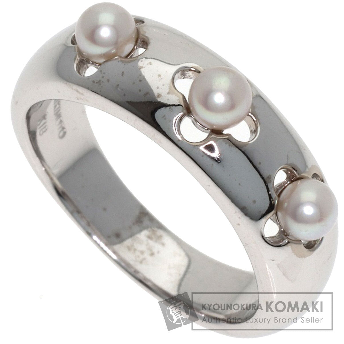 MIKIMOTO 3P Pearl Pearl Ring K18 White Gold Ladies [Used]