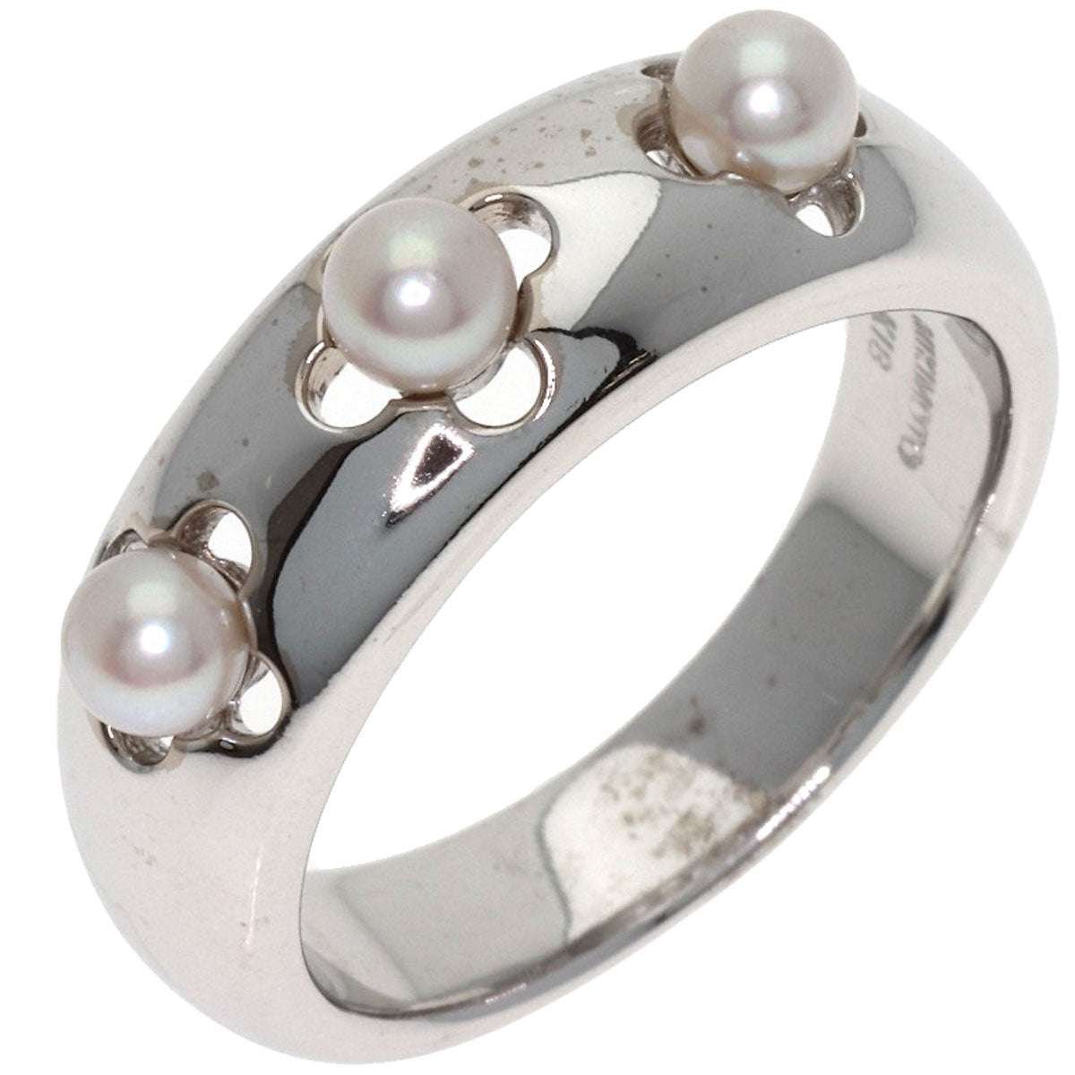 MIKIMOTO 3P Pearl Pearl Ring K18 White Gold Ladies [Used]