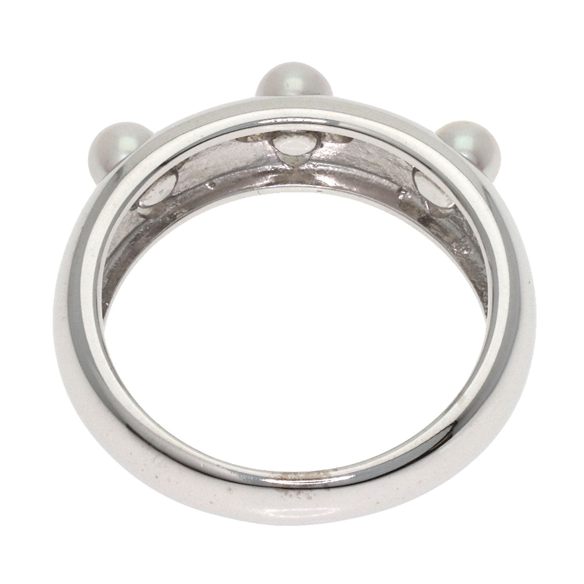 MIKIMOTO 3P Pearl Pearl Ring K18 White Gold Ladies [Used]