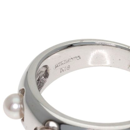 MIKIMOTO 3P Pearl Pearl Ring K18 White Gold Ladies [Used]