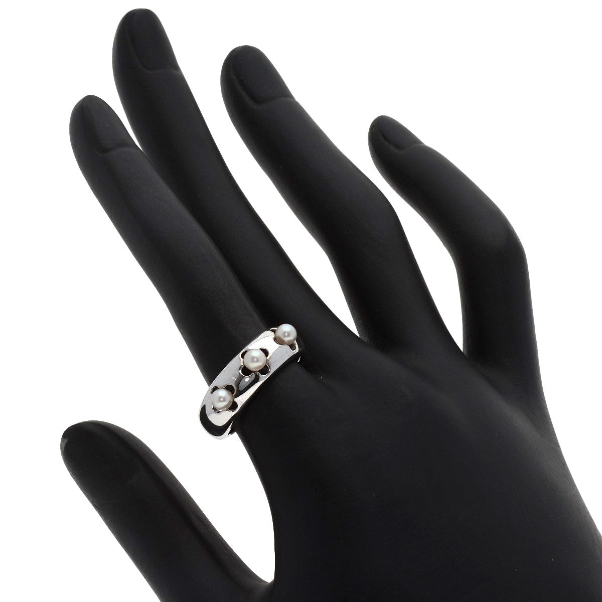 MIKIMOTO 3P Pearl Pearl Ring K18 White Gold Ladies [Used]