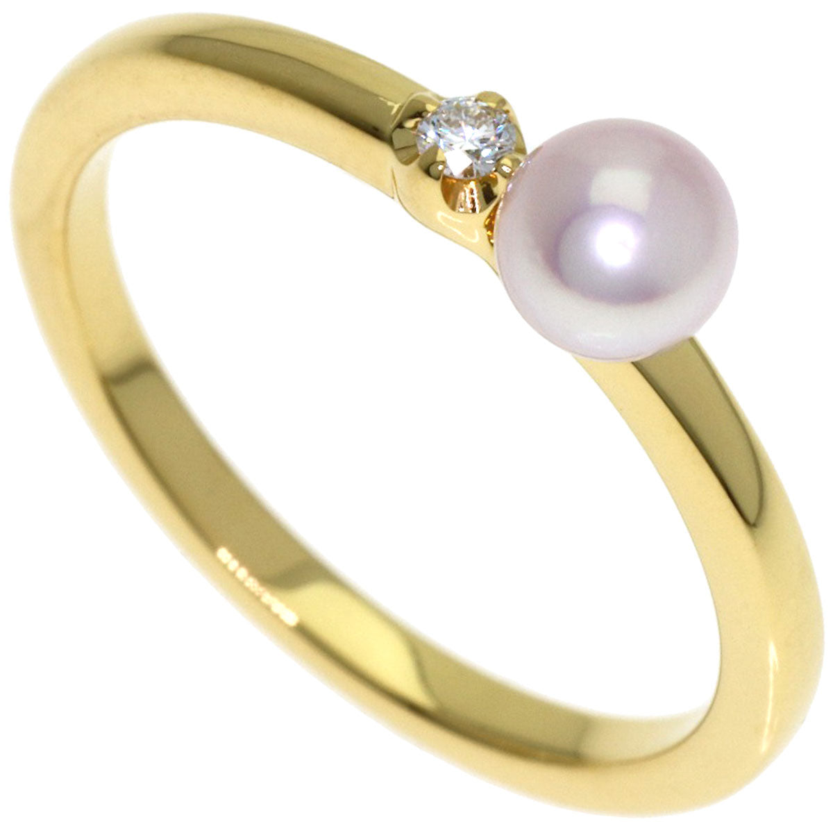 MIKIMOTO Baby Pearl Pearl Diamond Ring K18 Yellow Gold Ladies [Used]