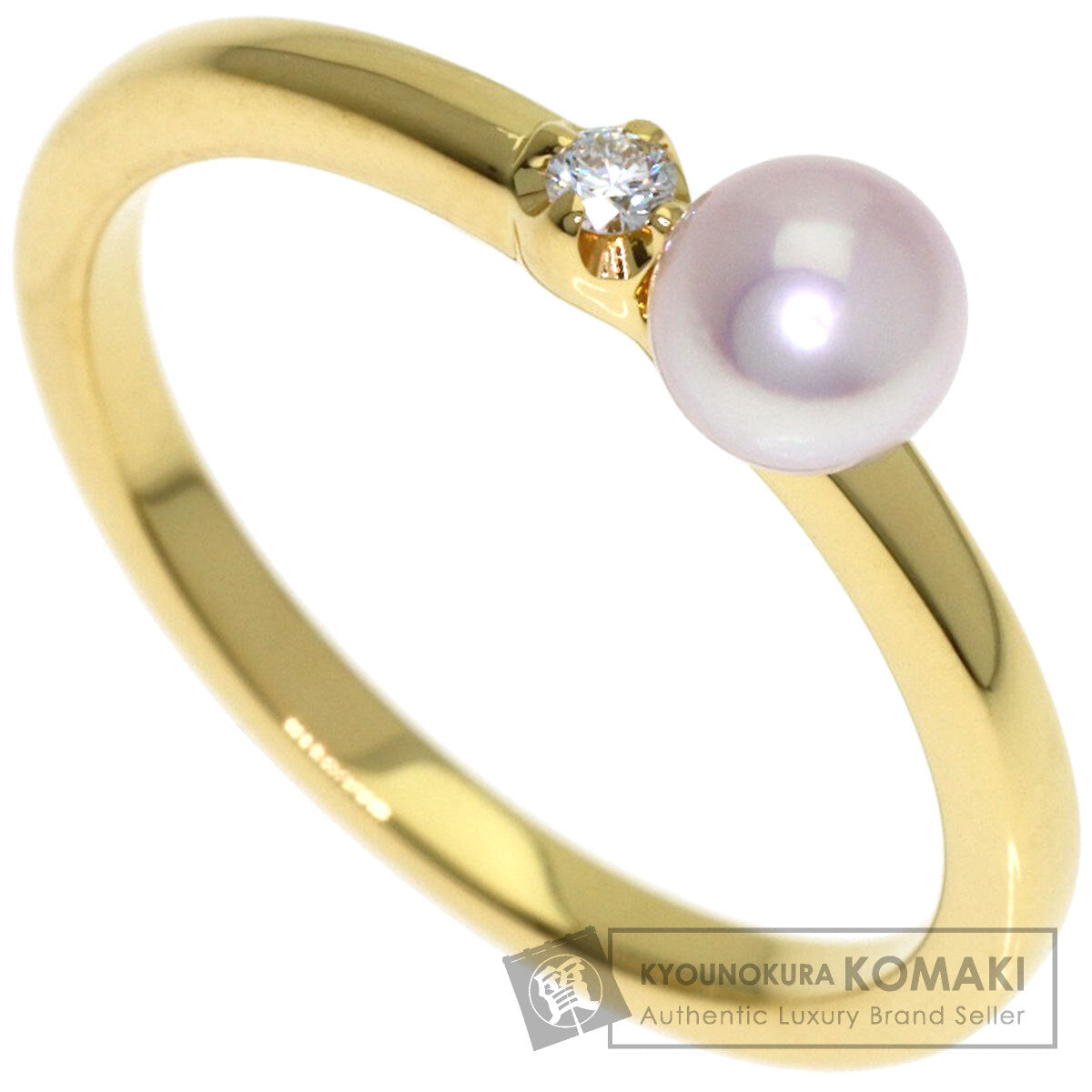 MIKIMOTO Baby Pearl Pearl Diamond Ring K18 Yellow Gold Ladies [Used]