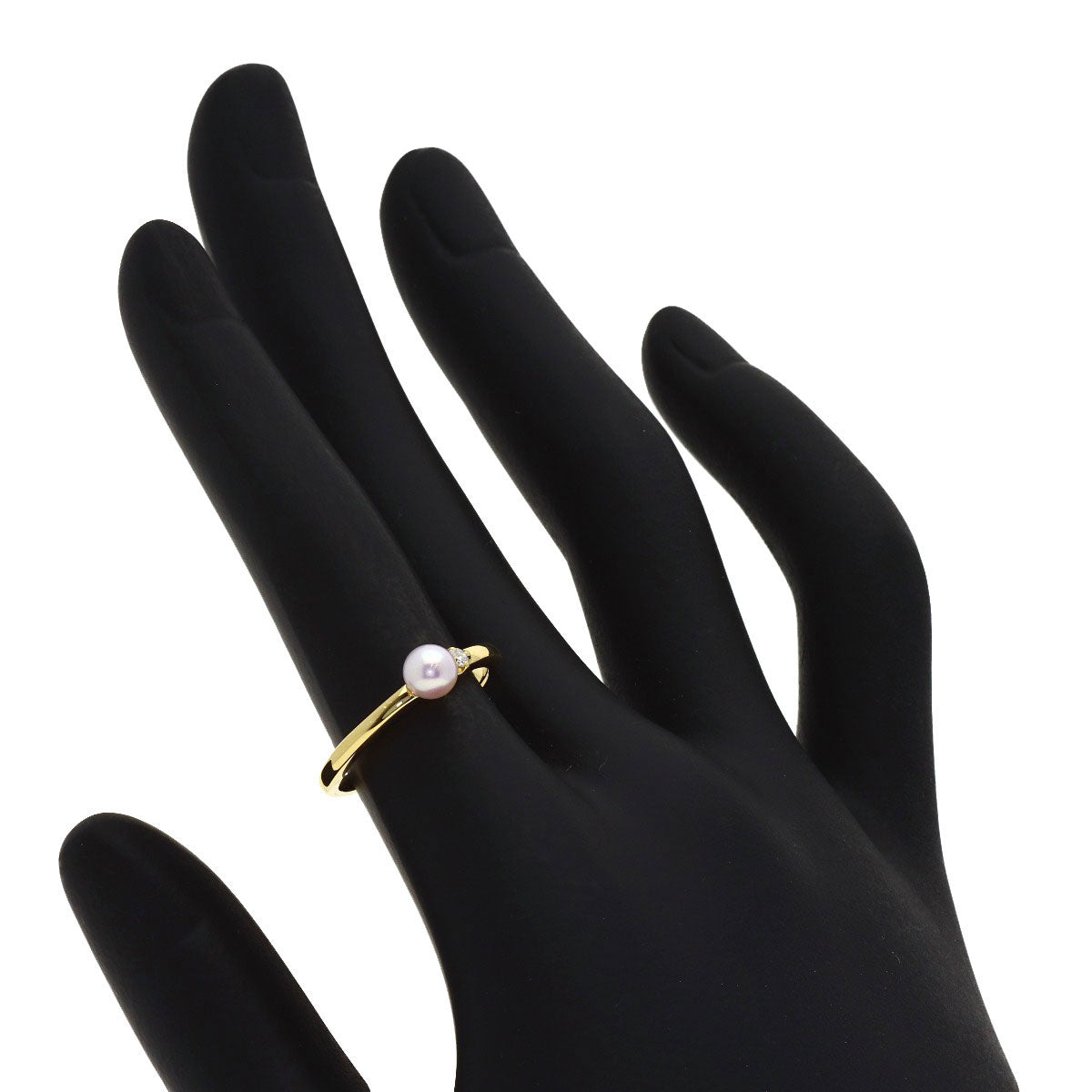 MIKIMOTO Baby Pearl Pearl Diamond Ring K18 Yellow Gold Ladies [Used]