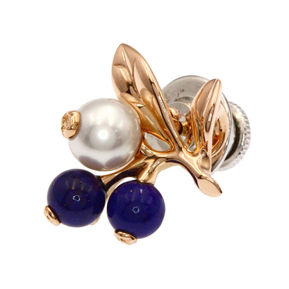 MIKIMOTO Blueberry motif Pearl Pearl Lapis Lazuli & Azure stone Brooch K18 Pink Gold Ladies [Used]