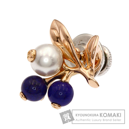 MIKIMOTO Blueberry motif Pearl Pearl Lapis Lazuli & Azure stone Brooch K18 Pink Gold Ladies [Used]