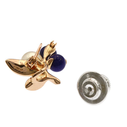 MIKIMOTO Blueberry motif Pearl Pearl Lapis Lazuli & Azure stone Brooch K18 Pink Gold Ladies [Used]