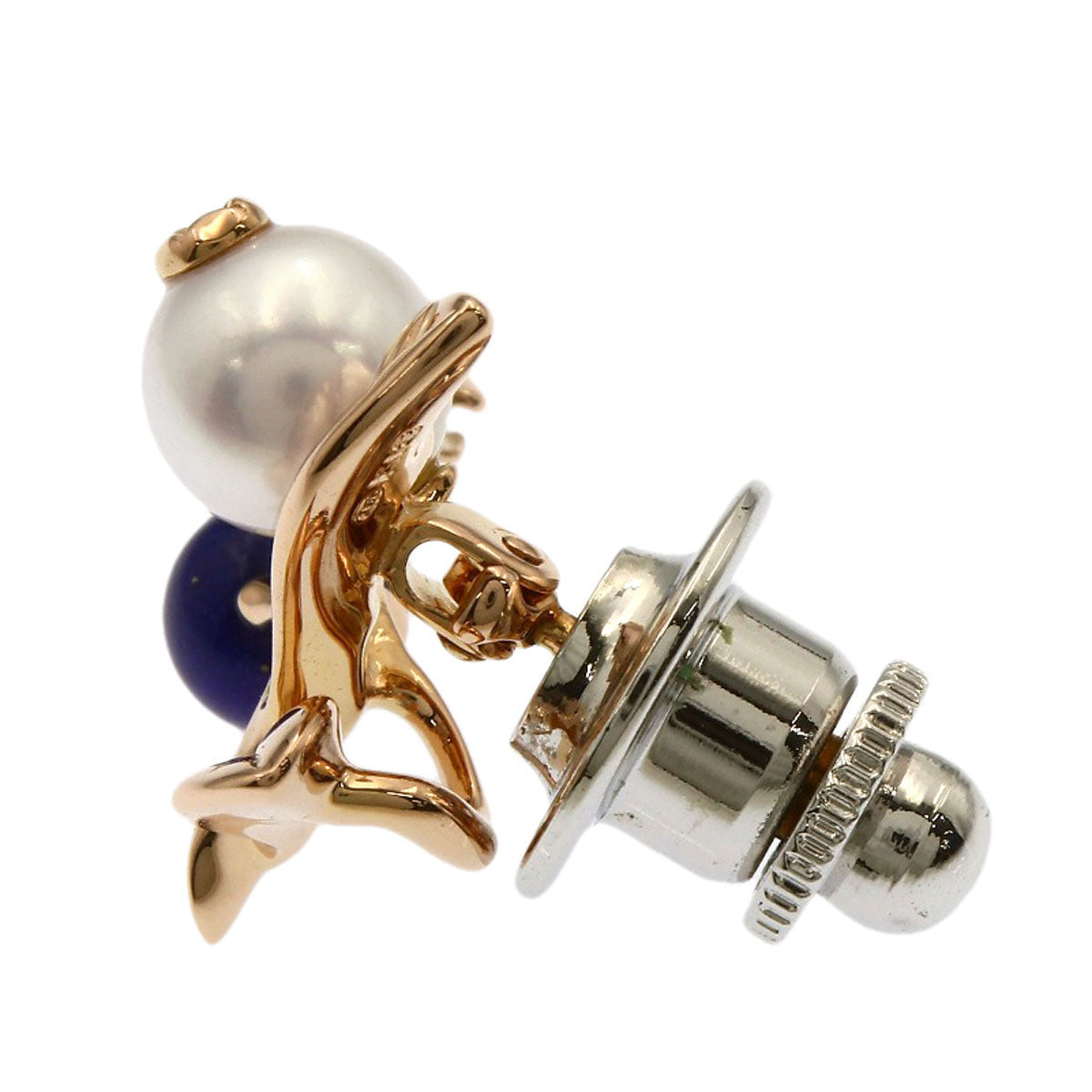MIKIMOTO Blueberry motif Pearl Pearl Lapis Lazuli & Azure stone Brooch K18 Pink Gold Ladies [Used]