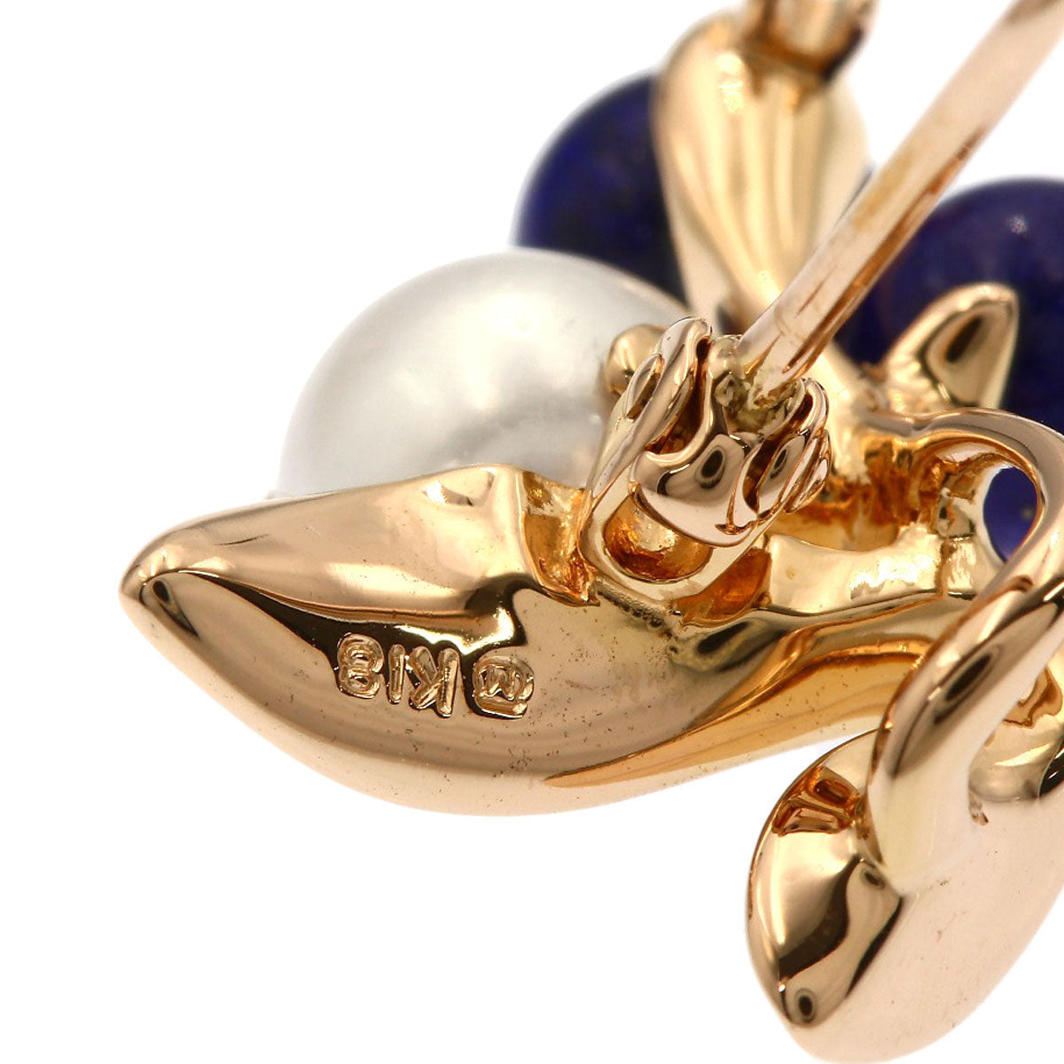 MIKIMOTO Blueberry motif Pearl Pearl Lapis Lazuli & Azure stone Brooch K18 Pink Gold Ladies [Used]