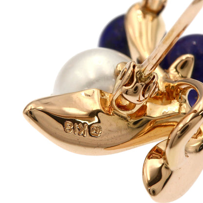 MIKIMOTO Blueberry motif Pearl Pearl Lapis Lazuli & Azure stone Brooch K18 Pink Gold Ladies [Used]