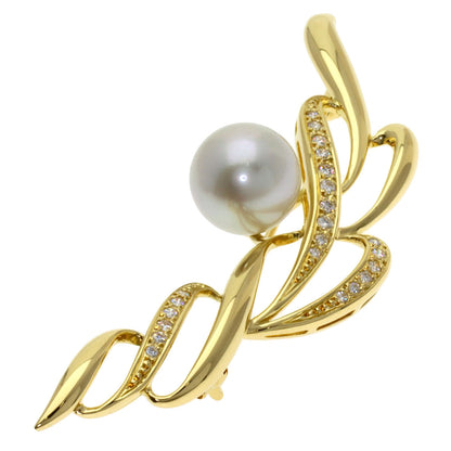 MIKIMOTO Pearl Pearl Diamond Brooch K18 Yellow Gold Ladies [Used]