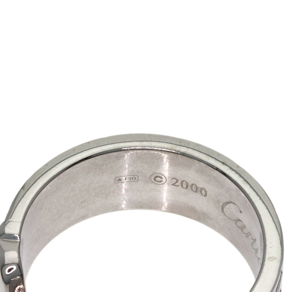 CARTIER 2C Ring, 2000 Christmas Limited Edition, #57 Ring K18 White Gold Ladies [Used]