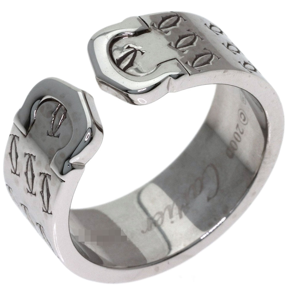 CARTIER 2C Ring, 2000 Christmas Limited Edition, #57 Ring K18 White Gold Ladies [Used]