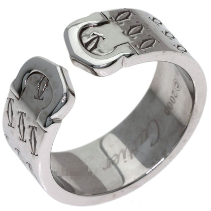CARTIER 2C Ring, 2000 Christmas Limited Edition, #57 Ring K18 White Gold Ladies [Used]