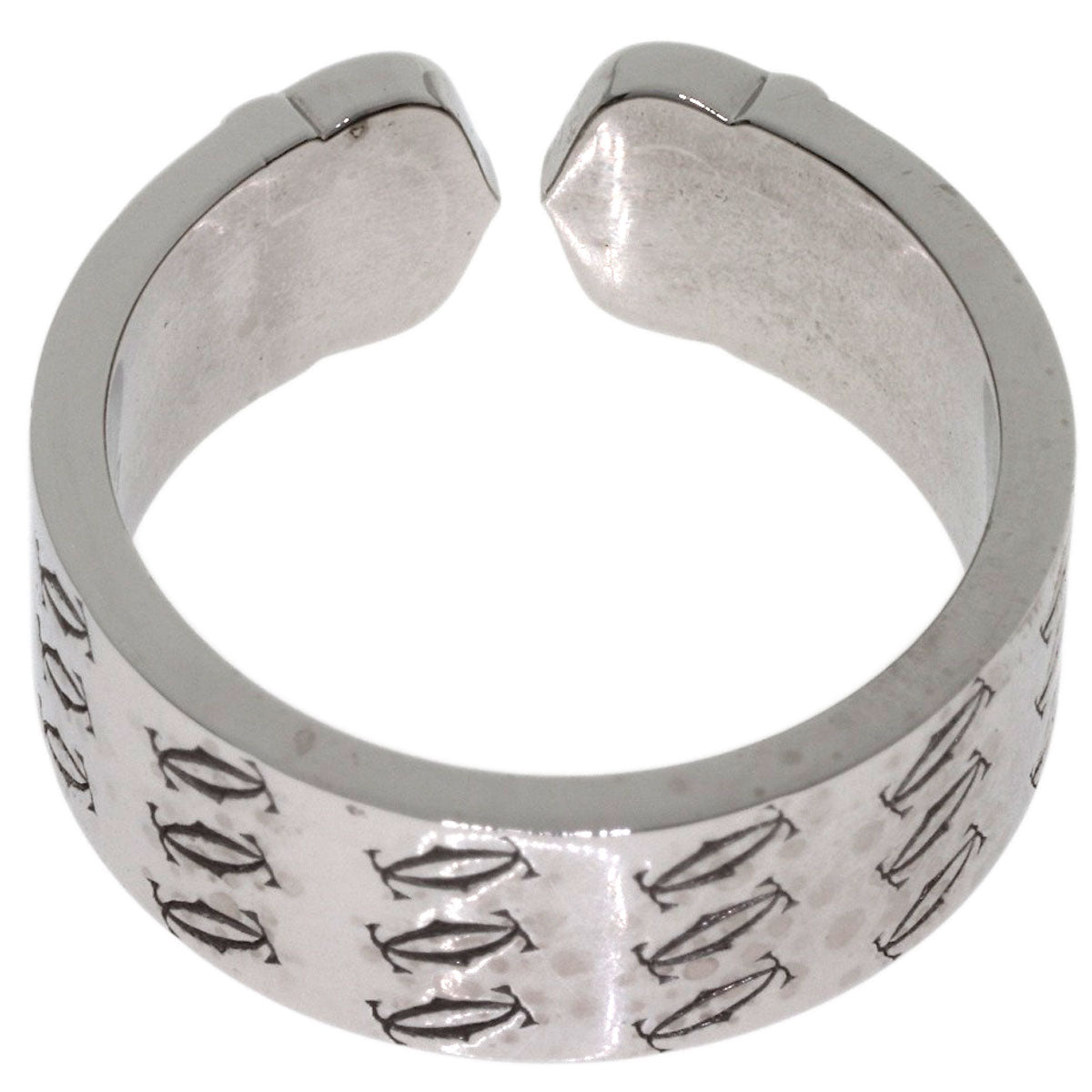 CARTIER 2C Ring, 2000 Christmas Limited Edition, #57 Ring K18 White Gold Ladies [Used]