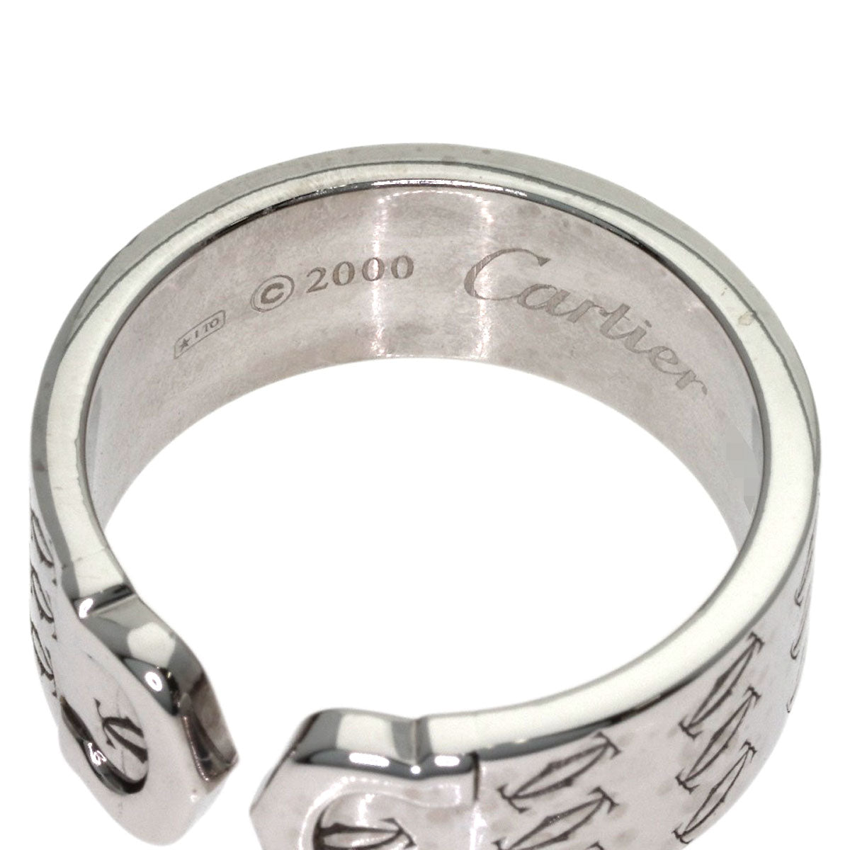 CARTIER 2C Ring, 2000 Christmas Limited Edition, #57 Ring K18 White Gold Ladies [Used]