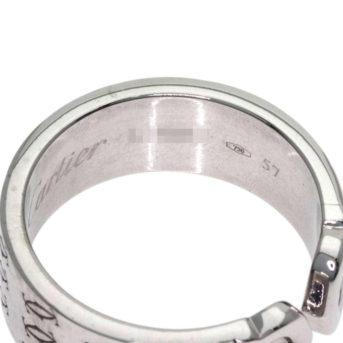 CARTIER 2C Ring, 2000 Christmas Limited Edition, #57 Ring K18 White Gold Ladies [Used]