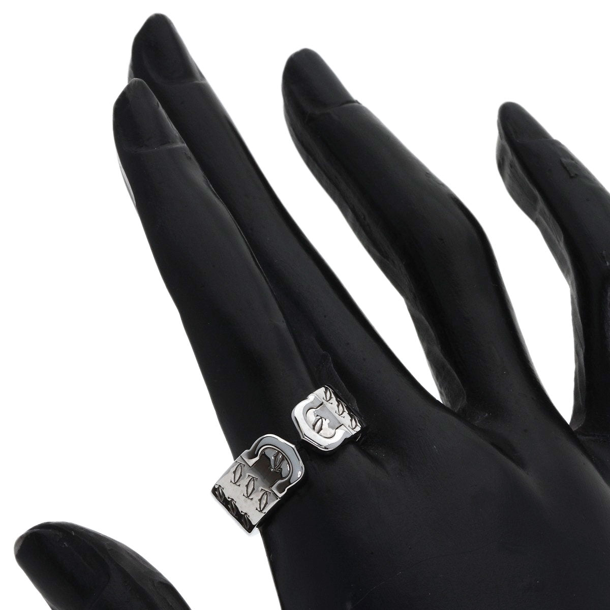 CARTIER 2C Ring, 2000 Christmas Limited Edition, #57 Ring K18 White Gold Ladies [Used]