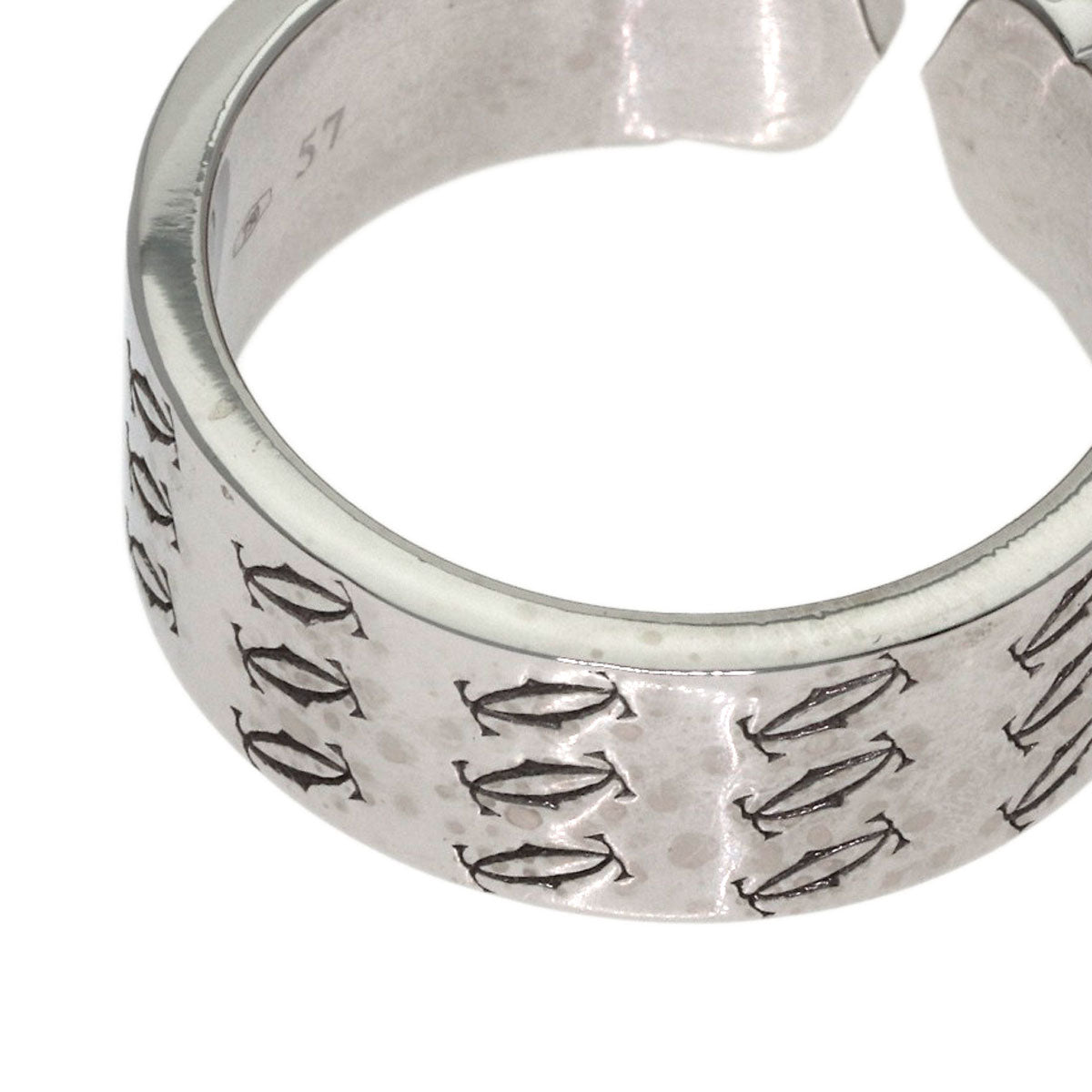 CARTIER 2C Ring, 2000 Christmas Limited Edition, #57 Ring K18 White Gold Ladies [Used]