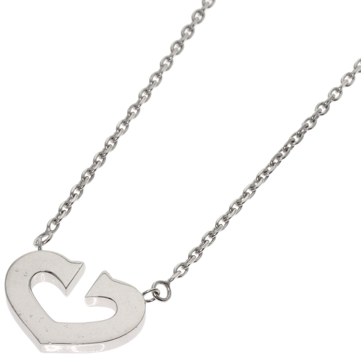 CARTIER C heart Necklace K18 White Gold Ladies [Used]