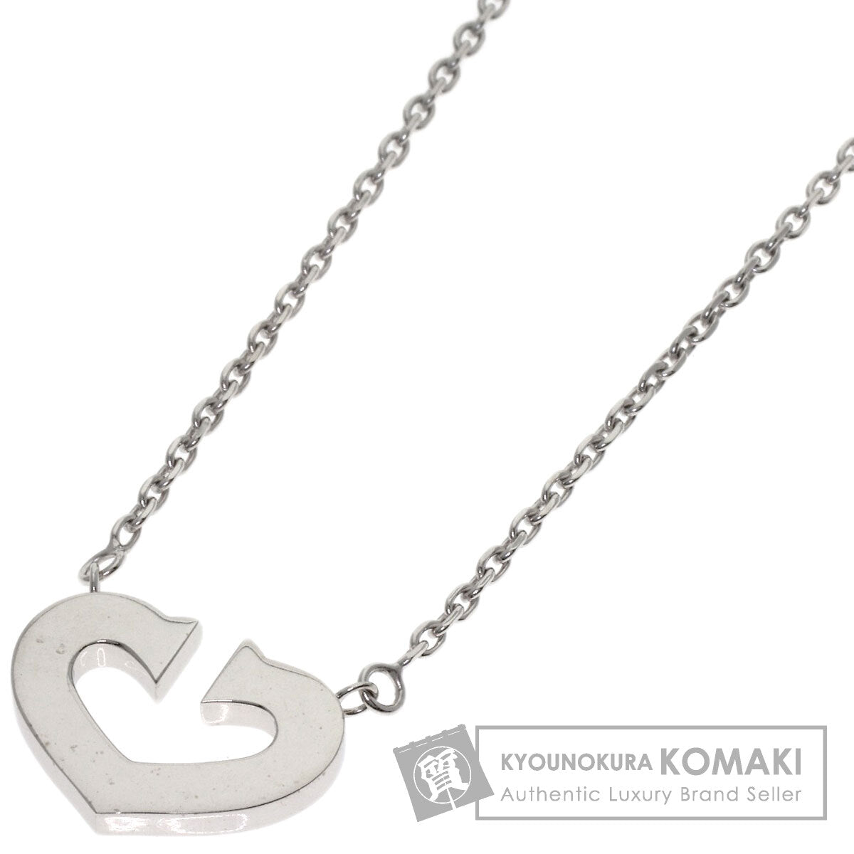 CARTIER C heart Necklace K18 White Gold Ladies [Used]