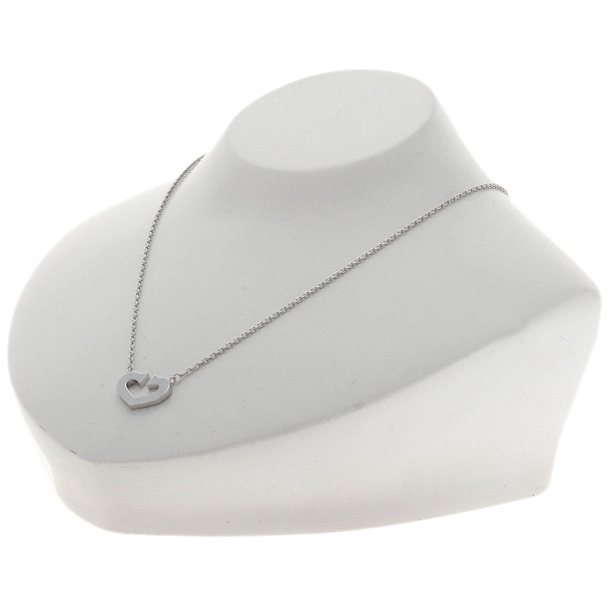 CARTIER C heart Necklace K18 White Gold Ladies [Used]