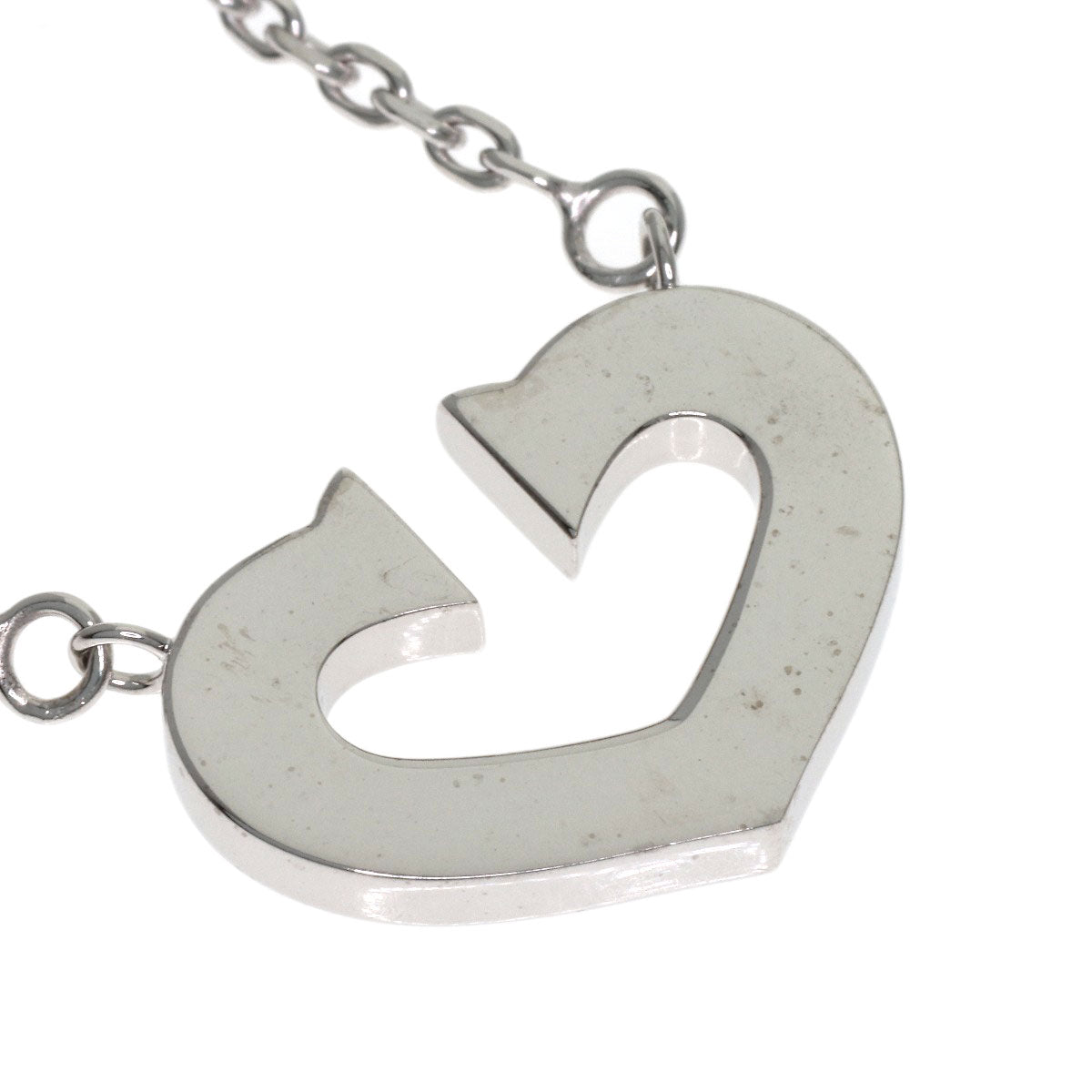 CARTIER C heart Necklace K18 White Gold Ladies [Used]