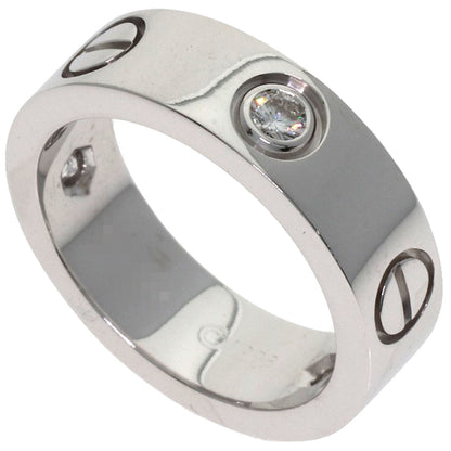 CARTIER love ring half diamond # 49 Ring K18 White Gold Ladies [Used]