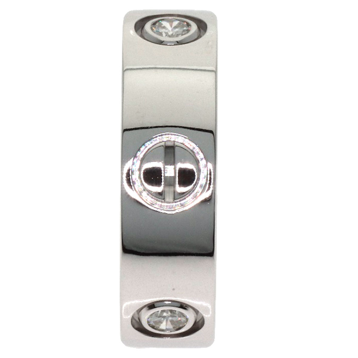 CARTIER love ring half diamond # 49 Ring K18 White Gold Ladies [Used]