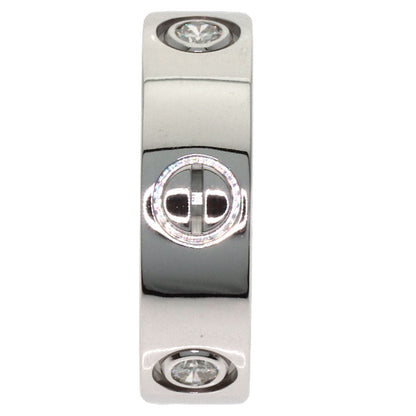 CARTIER love ring half diamond # 49 Ring K18 White Gold Ladies [Used]