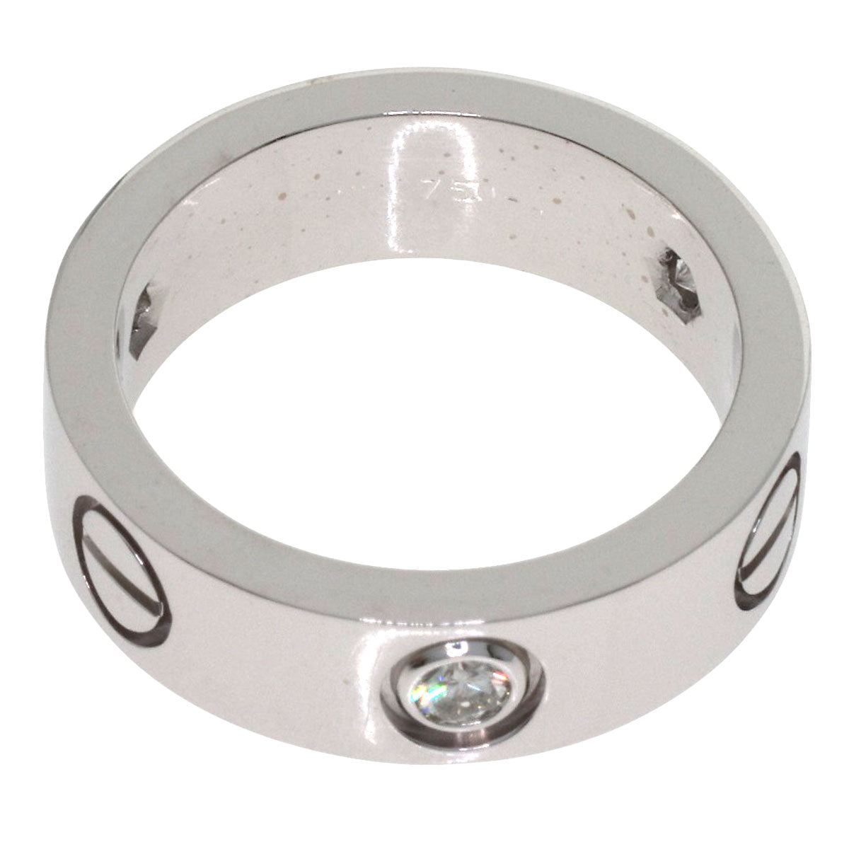 CARTIER love ring half diamond # 49 Ring K18 White Gold Ladies [Used]