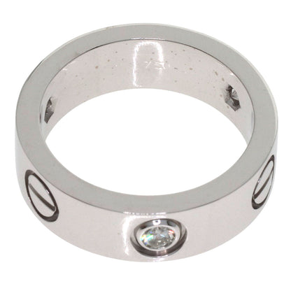 CARTIER love ring half diamond # 49 Ring K18 White Gold Ladies [Used]