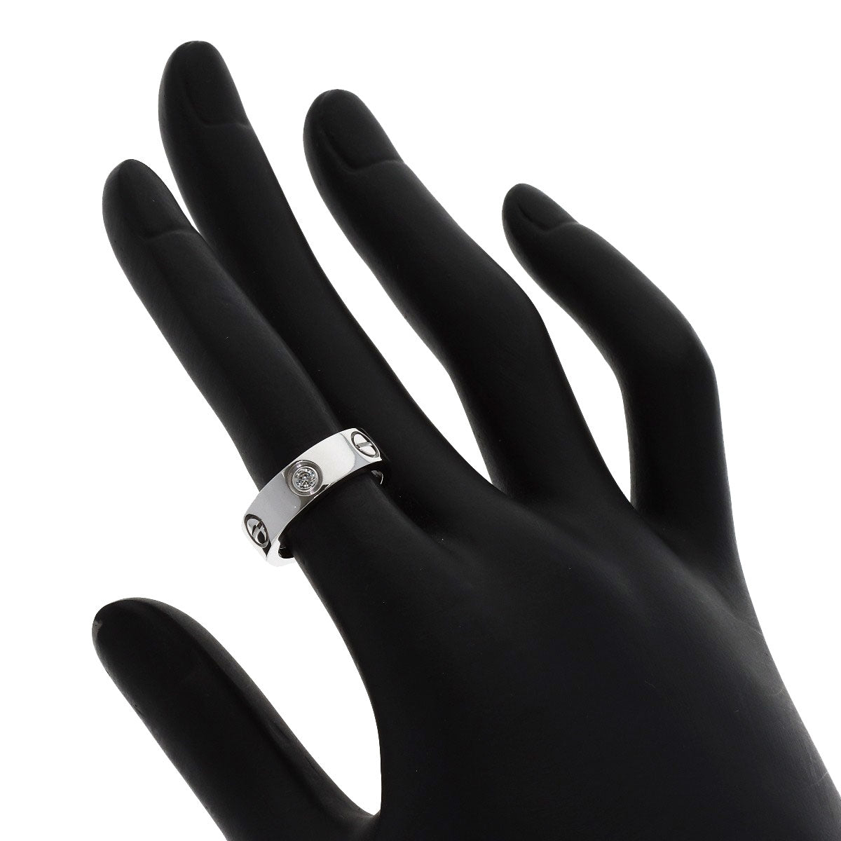 CARTIER love ring half diamond # 49 Ring K18 White Gold Ladies [Used]