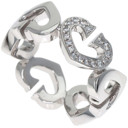 CARTIER C Heart Diamond # 48 Ring K18 White Gold Ladies [Used]