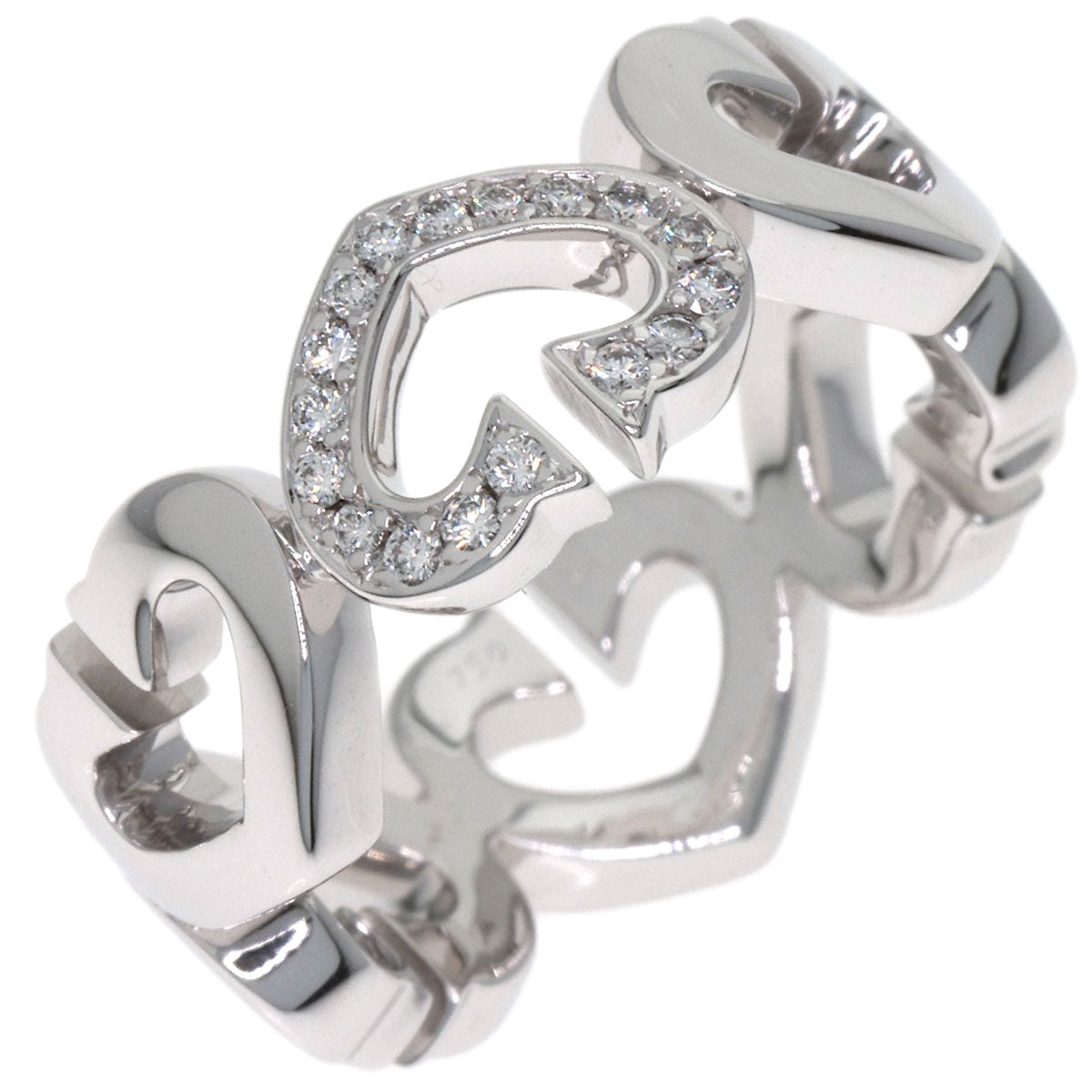 CARTIER C Heart Diamond # 48 Ring K18 White Gold Ladies [Used]