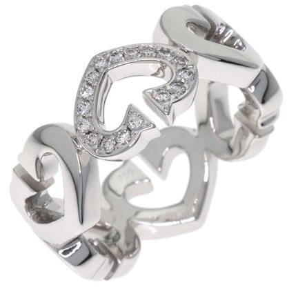 CARTIER C Heart Diamond # 48 Ring K18 White Gold Ladies [Used]