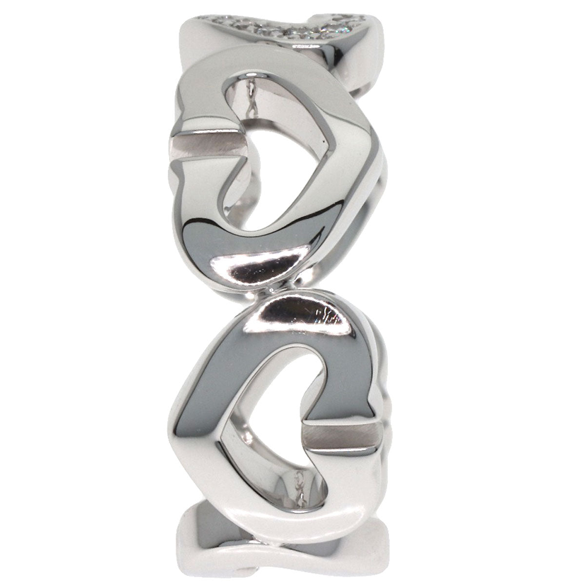 CARTIER C Heart Diamond # 48 Ring K18 White Gold Ladies [Used]
