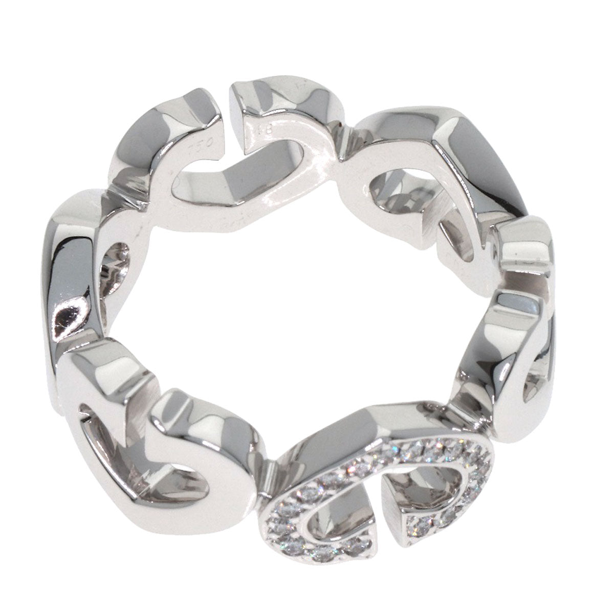 CARTIER C Heart Diamond # 48 Ring K18 White Gold Ladies [Used]